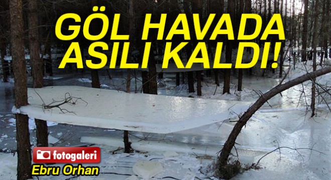 Polonya’da soğuktan donan göl havada asılı kaldı