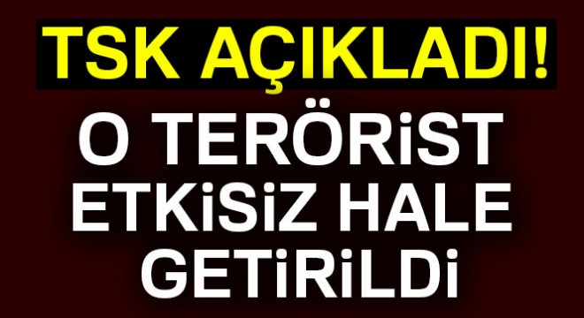 TSK: Kırmızı listede yer alan terörist etkisiz hale getirildi